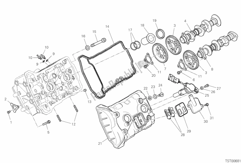 Todas las partes para Cabezal Delantero - Sistema De Sincronización de Ducati Streetfighter V4 USA 1103 2020
